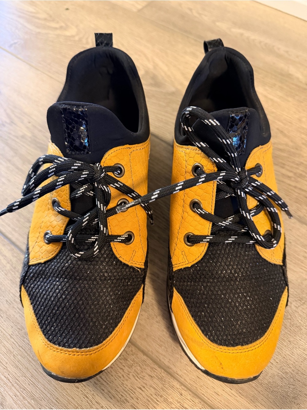 Remonte SoftFoam Leopard Print & Mustard Leather Sneakers | Women’s US Size 7.5